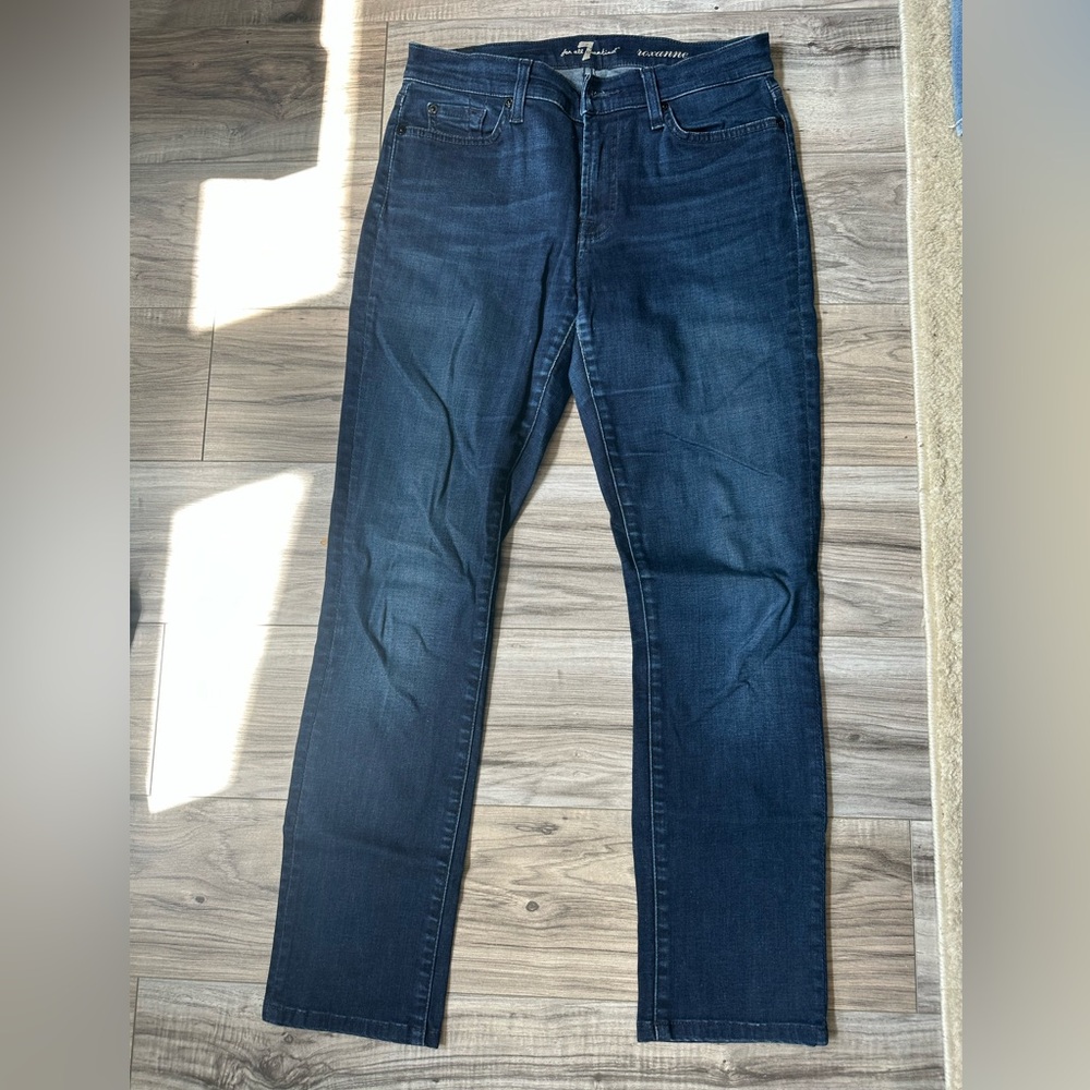 7 For All Mankind Roxanne Classic Dark Blue Slim Skinny Legged Jeans Size 28